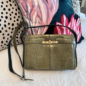 SALE!! Vintage Green Lizard Print Handbag